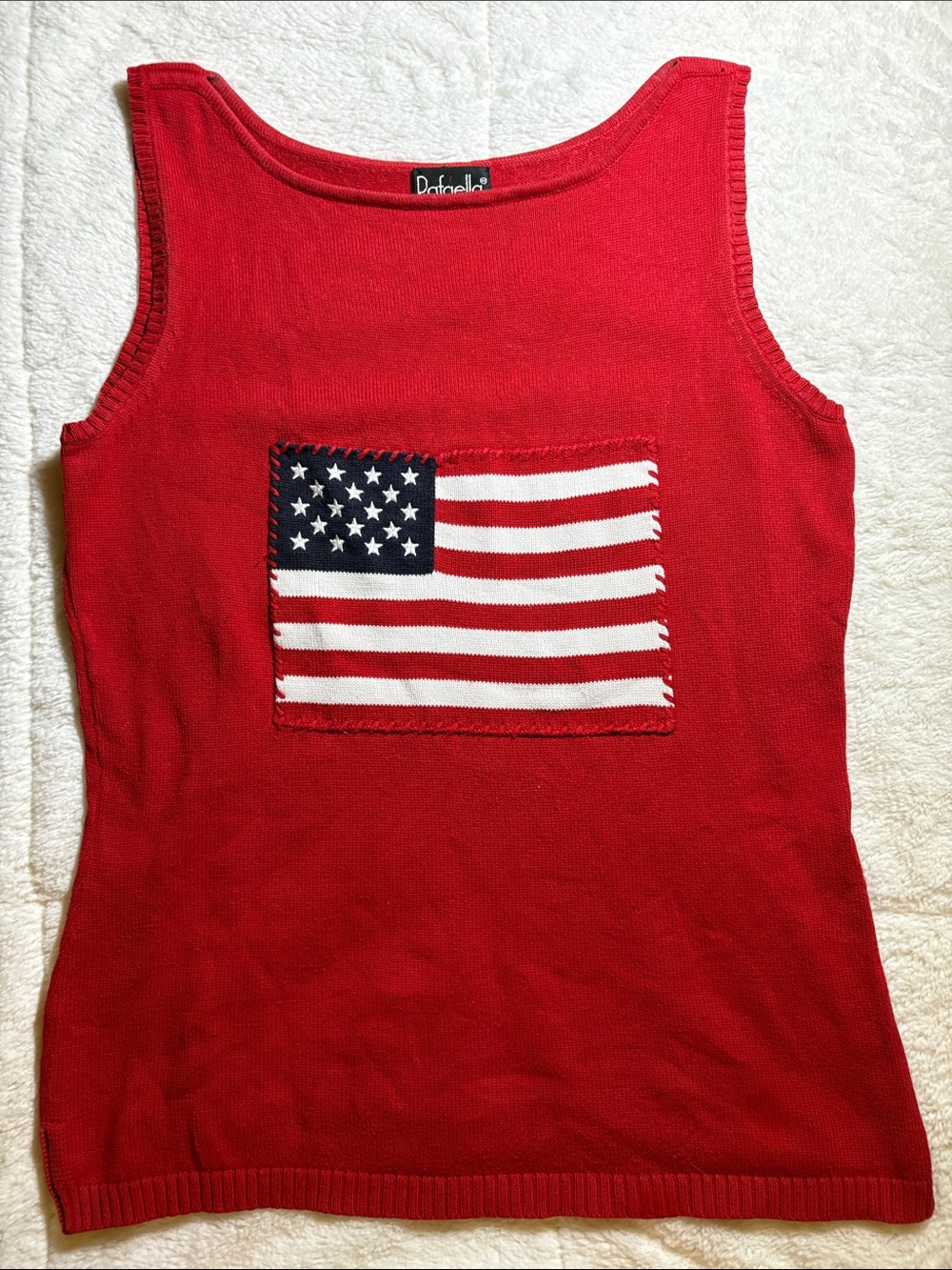 Rafaella Red Knit Tank with Flag | 100% Cotton